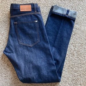 RARE Baldwin x SuitSupply Raw Selvedge Cone Mills Denim Jeans Slim Cut 34